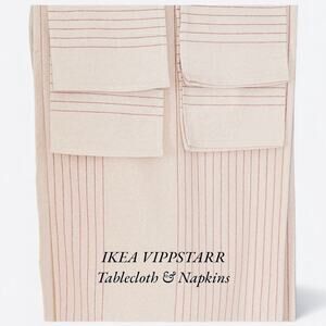 IKEA VIPPSTARR Beige & Red Striped Tablecloth & Napkins (Last One)